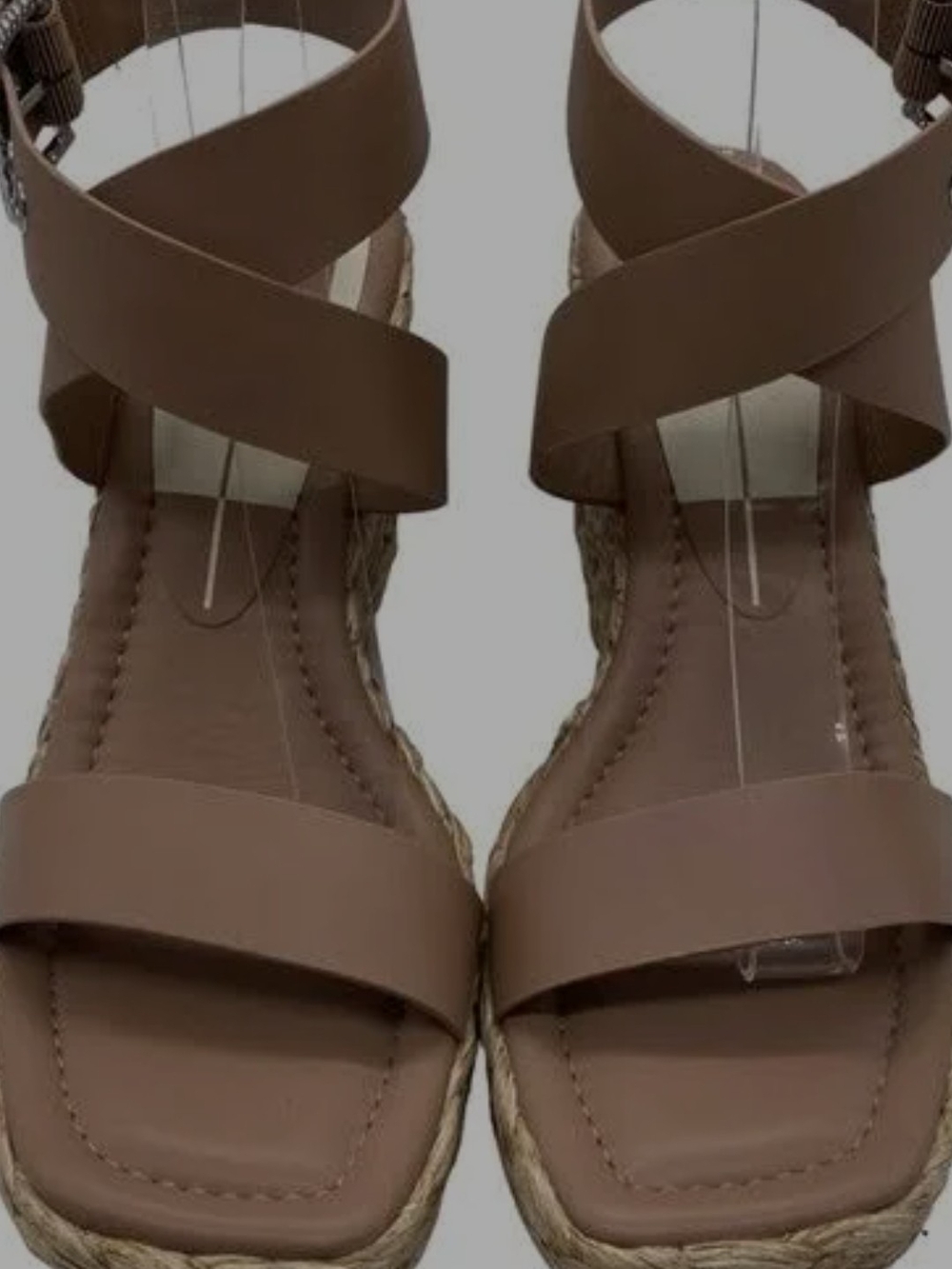 Dolce Vita Beige-Tan Leather Square-Toe Espadrille Sandals Size 10